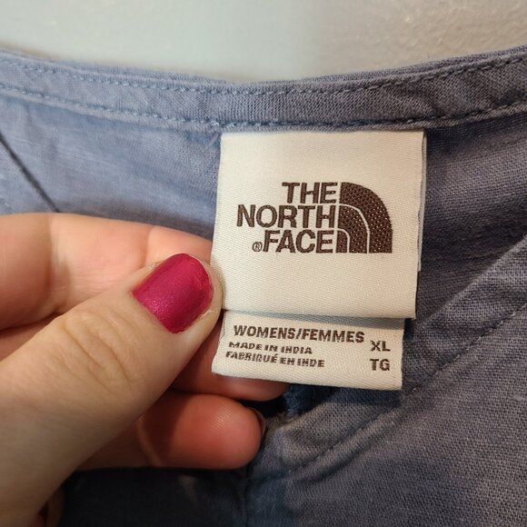 The North Face Hemp Hillrose Jumpsuit Flowy Sz XL Wide Leg Coastal Vacation Blue - Picture 6 of 12